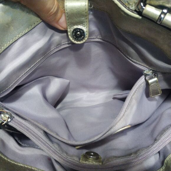 Coach North South Soho Satchel Off White w Gold Metallic Handles Hobo Bag F17216 - Picture 10 of 11